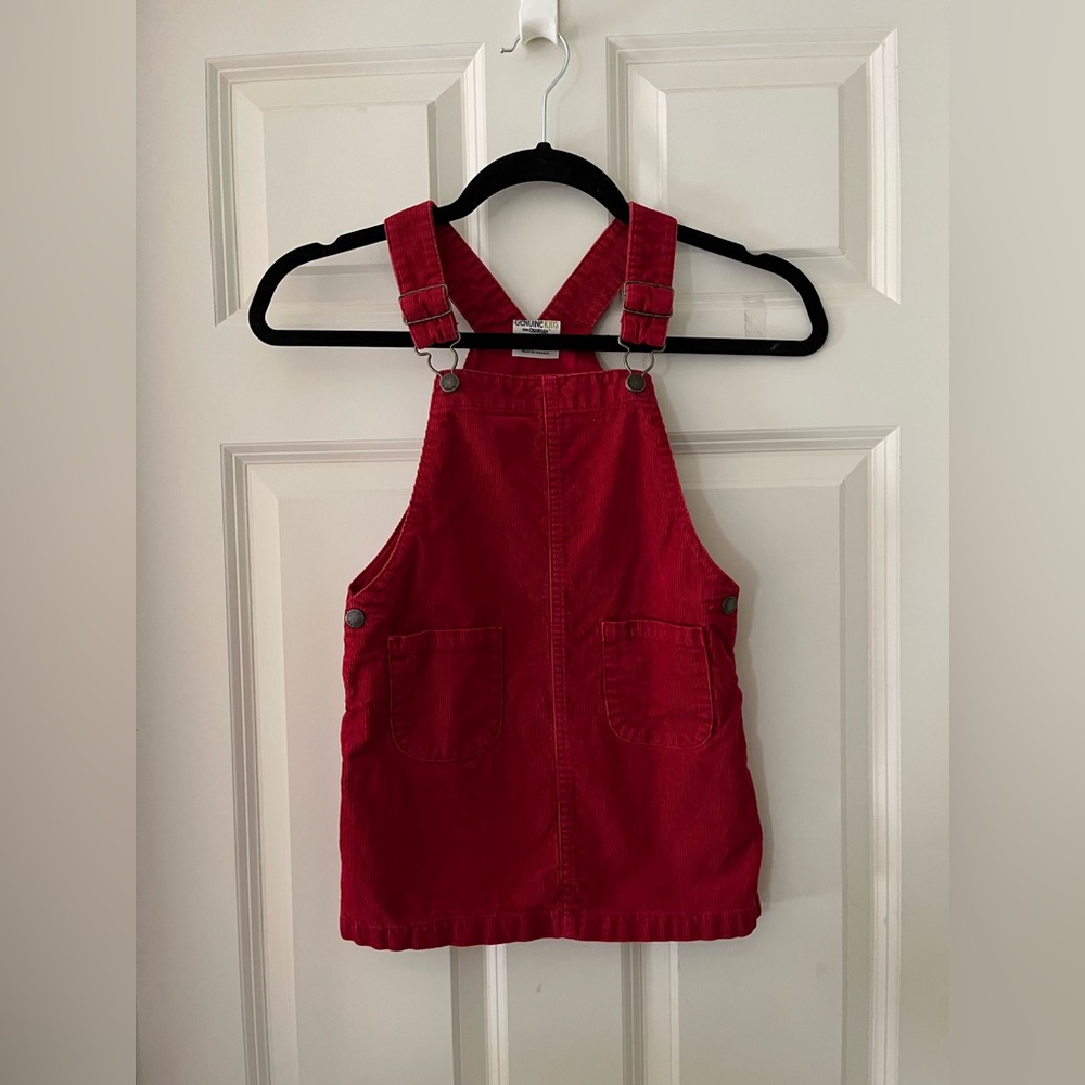 Girl’s Genuine Kids by OshKosh Red Corduroy overall dress Holiday Size 5T